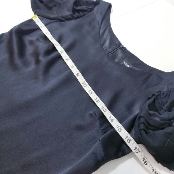 A.B.S by Allen Schwartz SILK Sateen Puff Sleeves Shift Dress - Picture 6 of 11